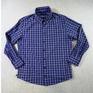 Mizzen + Main Men's XL Blue Pink Plaid Leeward No Tuck Performance Dress Shirt